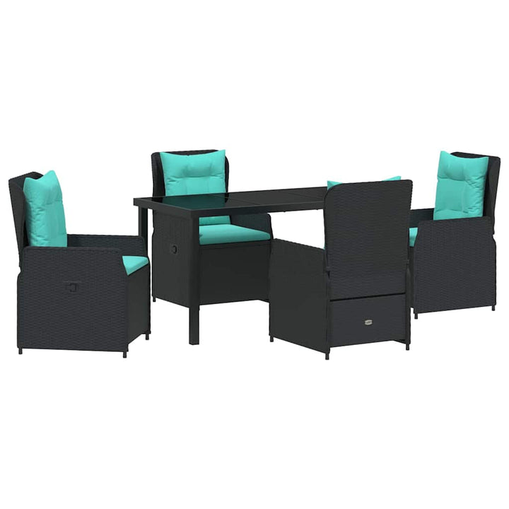 Have Spisebordssæt med pude 5 pcs Sort Poly rattan
