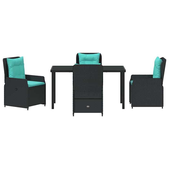 Have Spisebordssæt med pude 5 pcs Sort Poly rattan