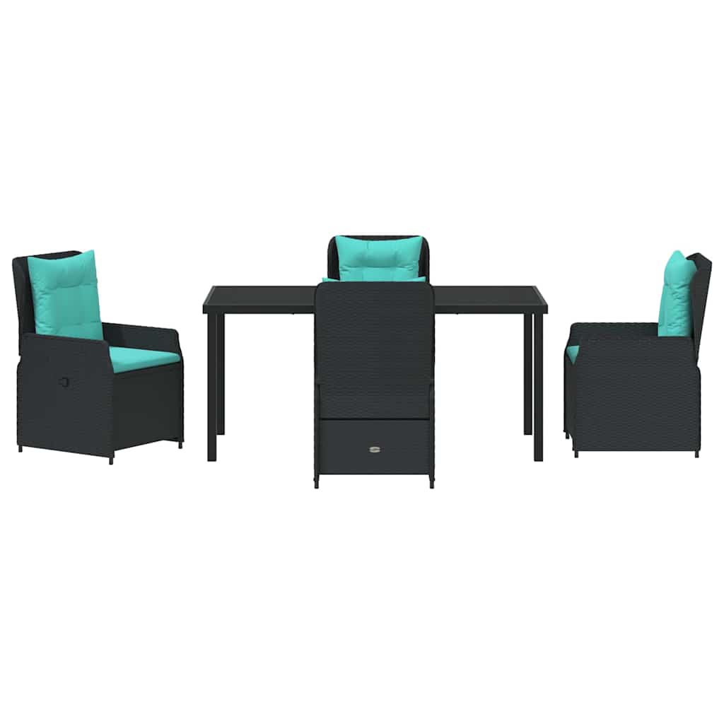 Have Spisebordssæt med pude 5 pcs Sort Poly rattan