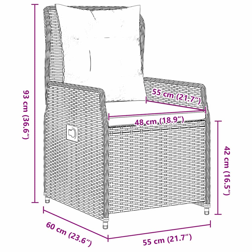 Have Spisebordssæt med pude 5 pcs Sort Poly rattan