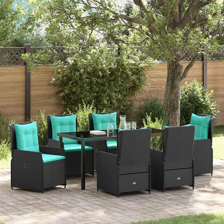 Have Spisebordssæt med pude 7 pcs Sort Poly rattan