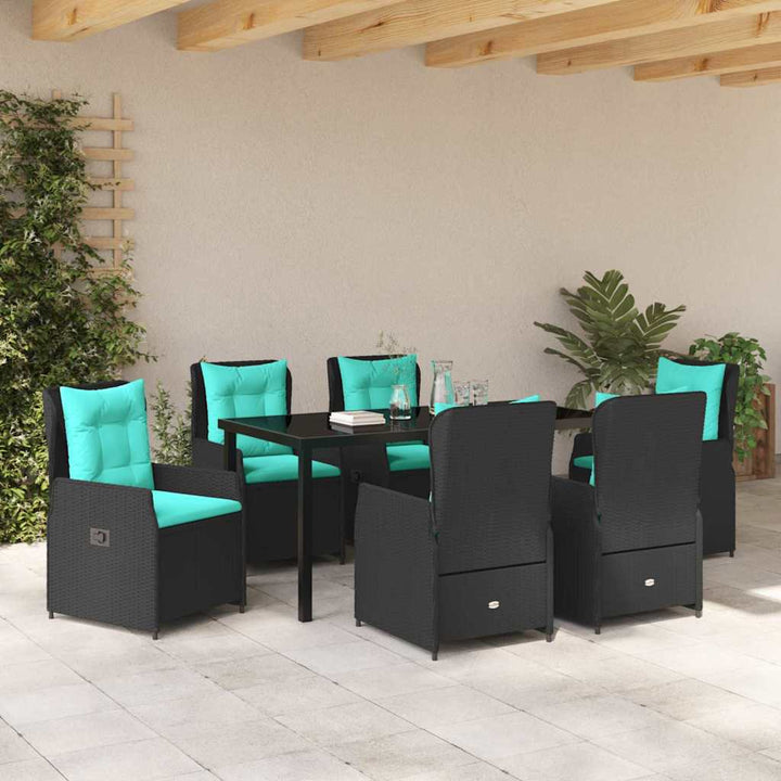 Have Spisebordssæt med pude 7 pcs Sort Poly rattan