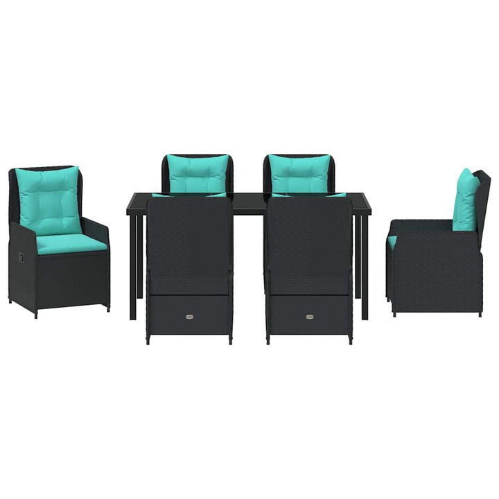 Have Spisebordssæt med pude 7 pcs Sort Poly rattan