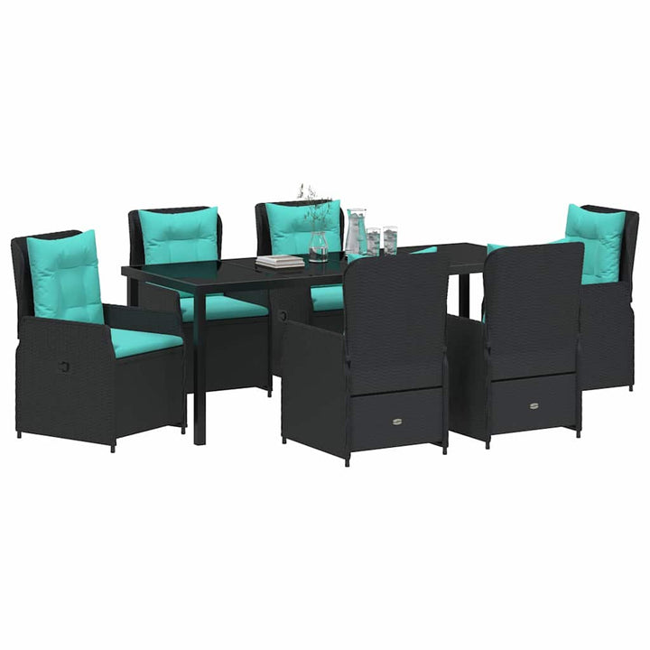 Have Spisebordssæt med pude 7 pcs Sort Poly rattan