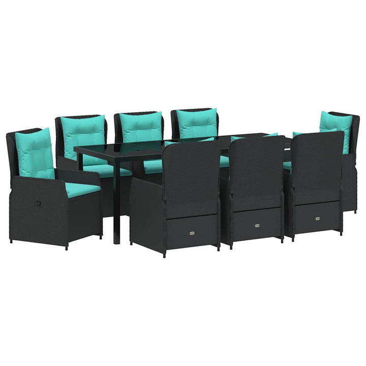 Have Spisebordssæt med pude 9 pcs Sort Poly rattan