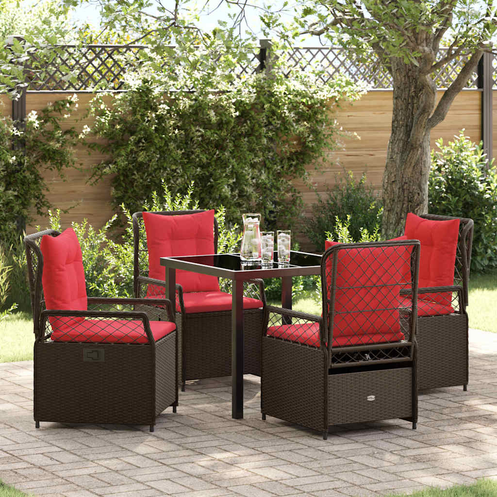 Have Spisebordssæt 5 pcs Brun polyrattan