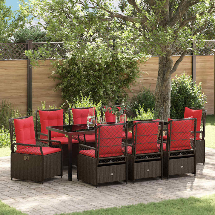 Have Spisebordssæt 9 pcs Brun polyrattan