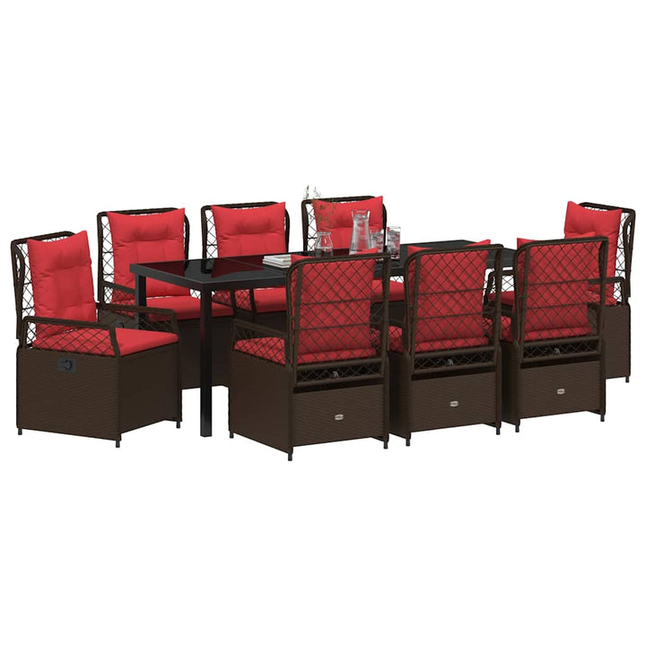 Have Spisebordssæt 9 pcs Brun polyrattan