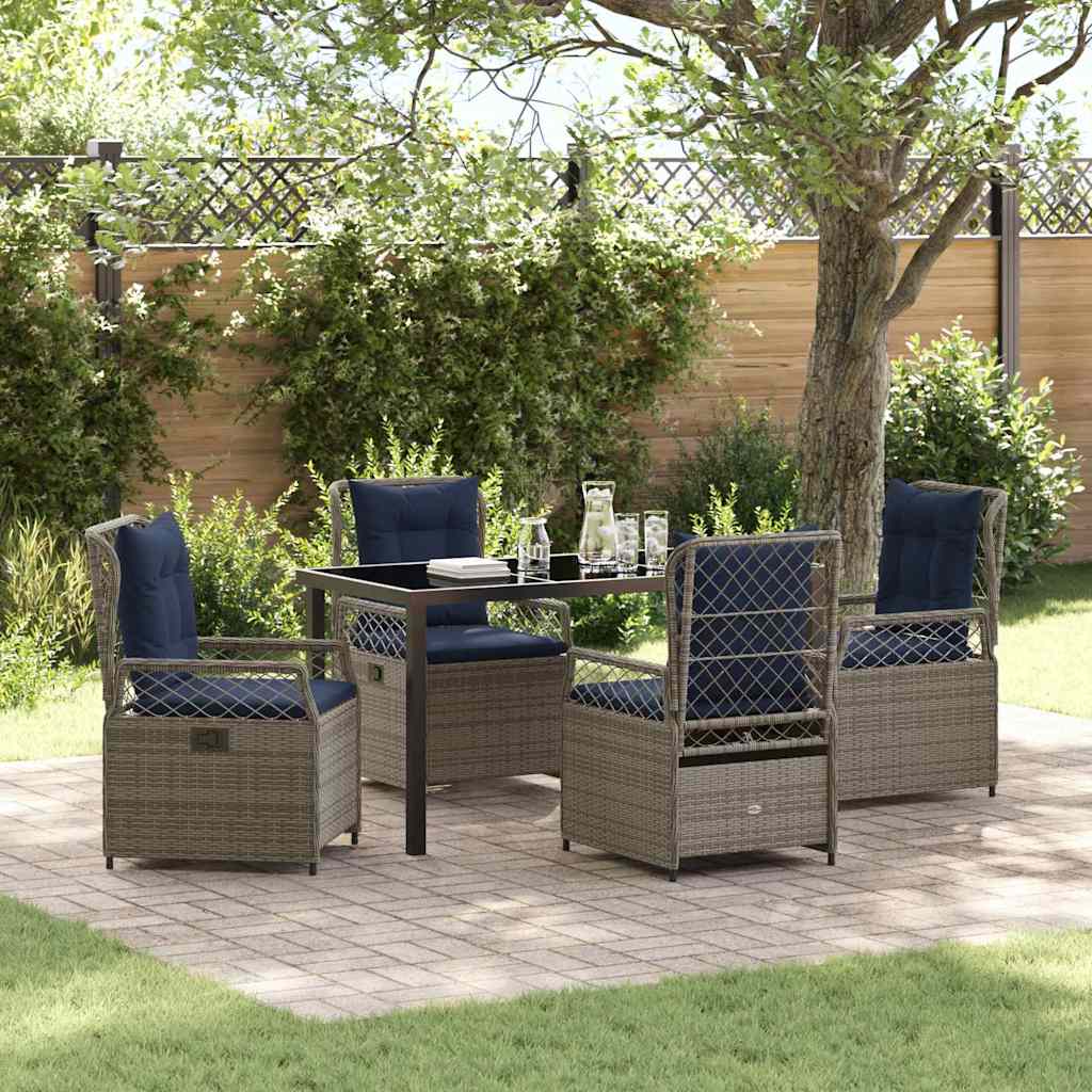Have Spisebordssæt 5 pcs Grå polyrattan