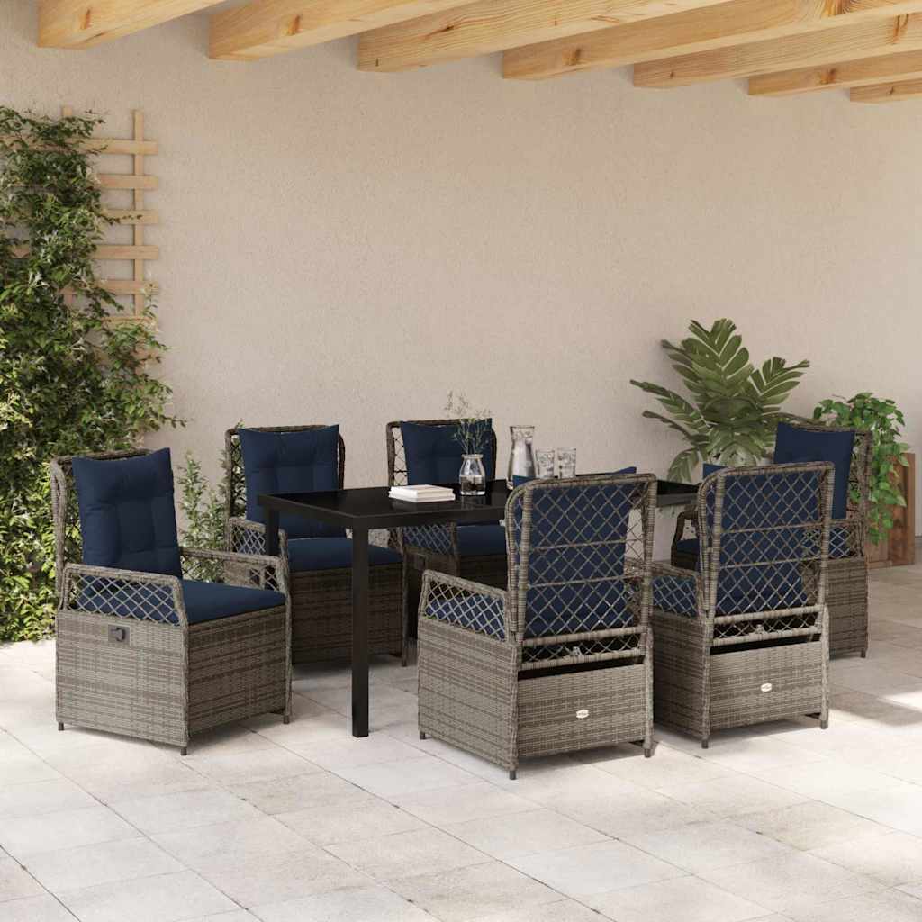 Have Spisebordssæt 7 pcs Grå polyrattan