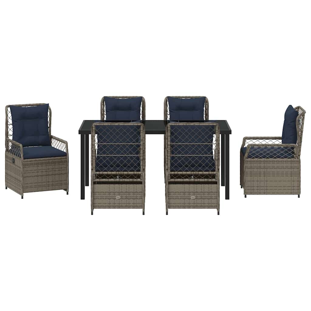 Have Spisebordssæt 7 pcs Grå polyrattan