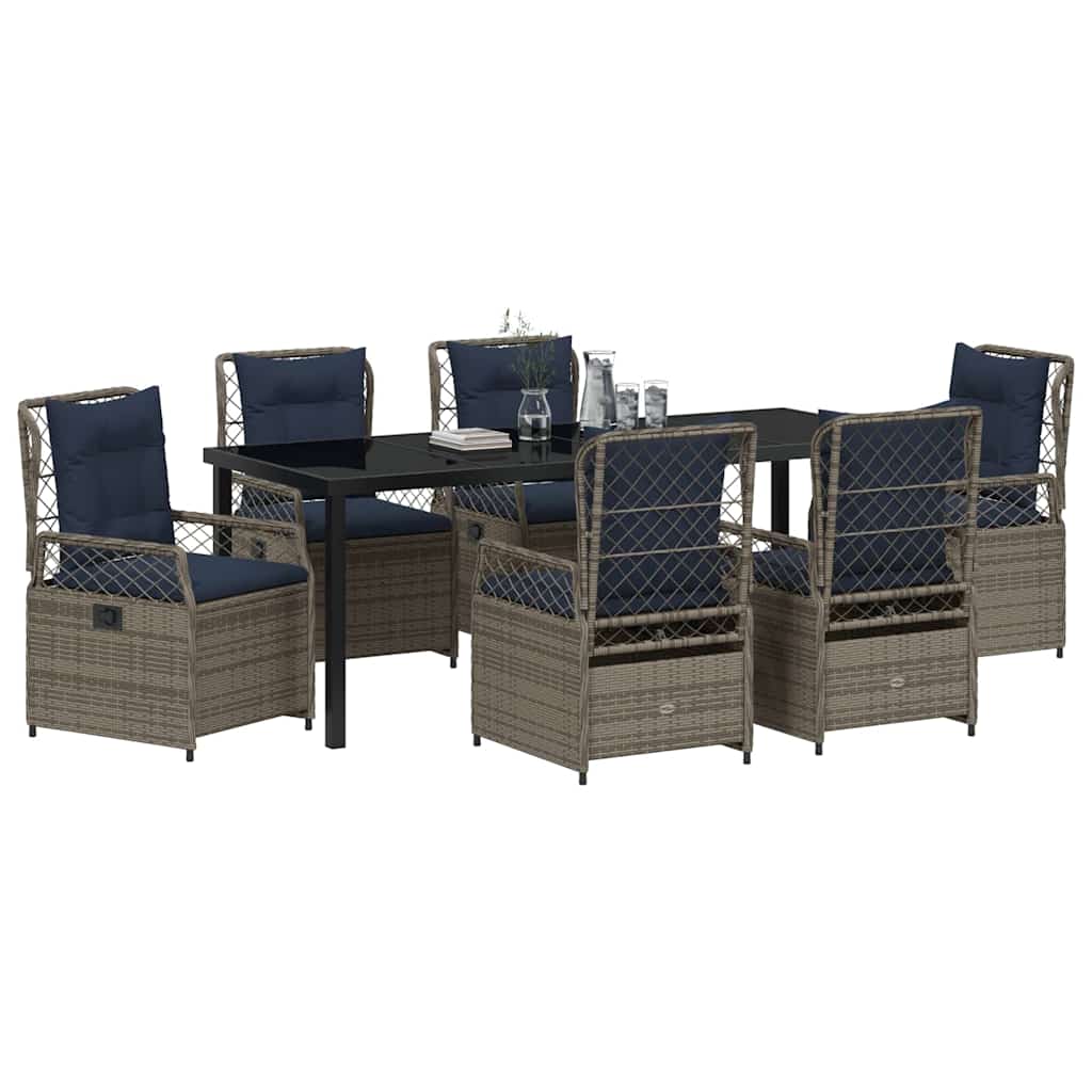 Have Spisebordssæt 7 pcs Grå polyrattan