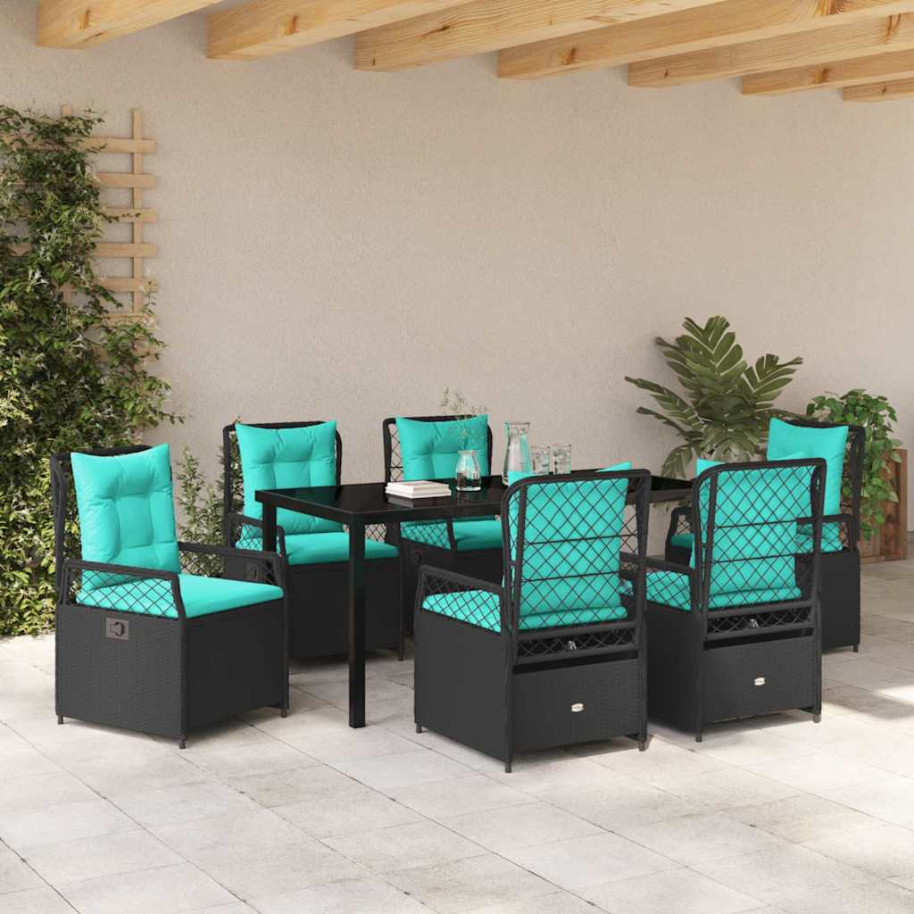 Have Spisebordssæt 7 pcs Sort polyrattan