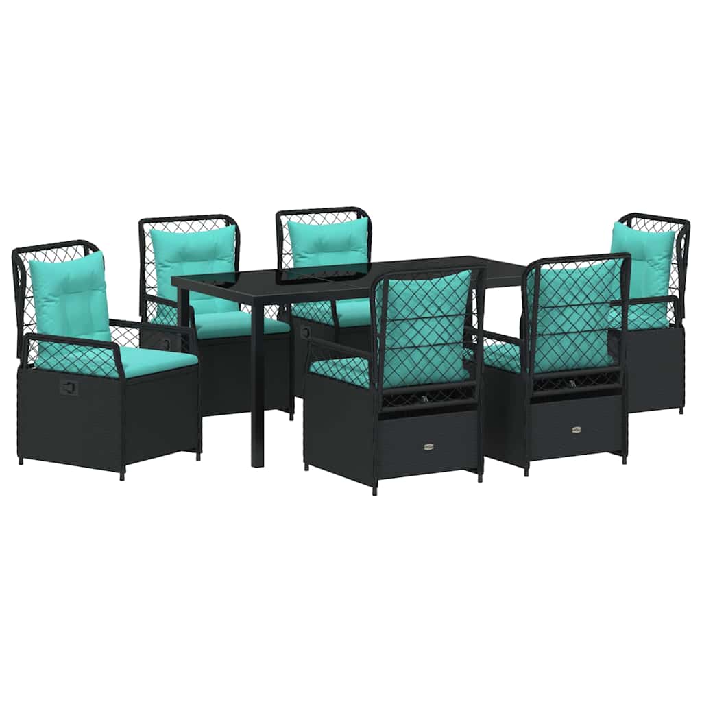 Have Spisebordssæt 7 pcs Sort polyrattan
