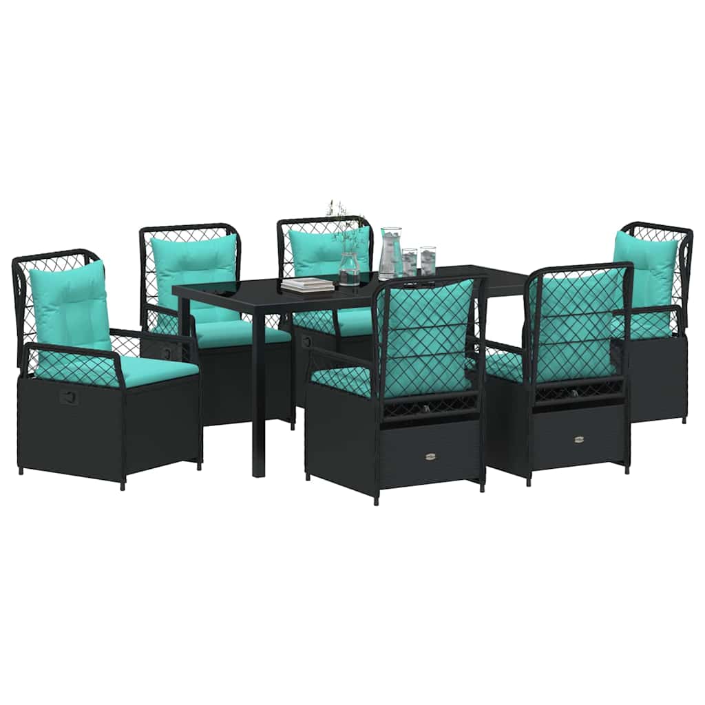 Have Spisebordssæt 7 pcs Sort polyrattan