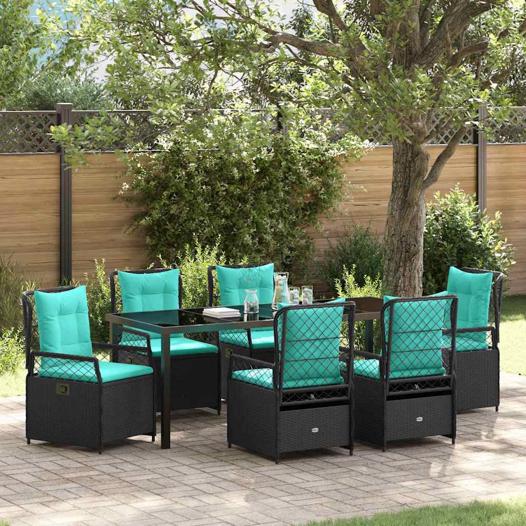 Have Spisebordssæt 7 pcs Sort polyrattan