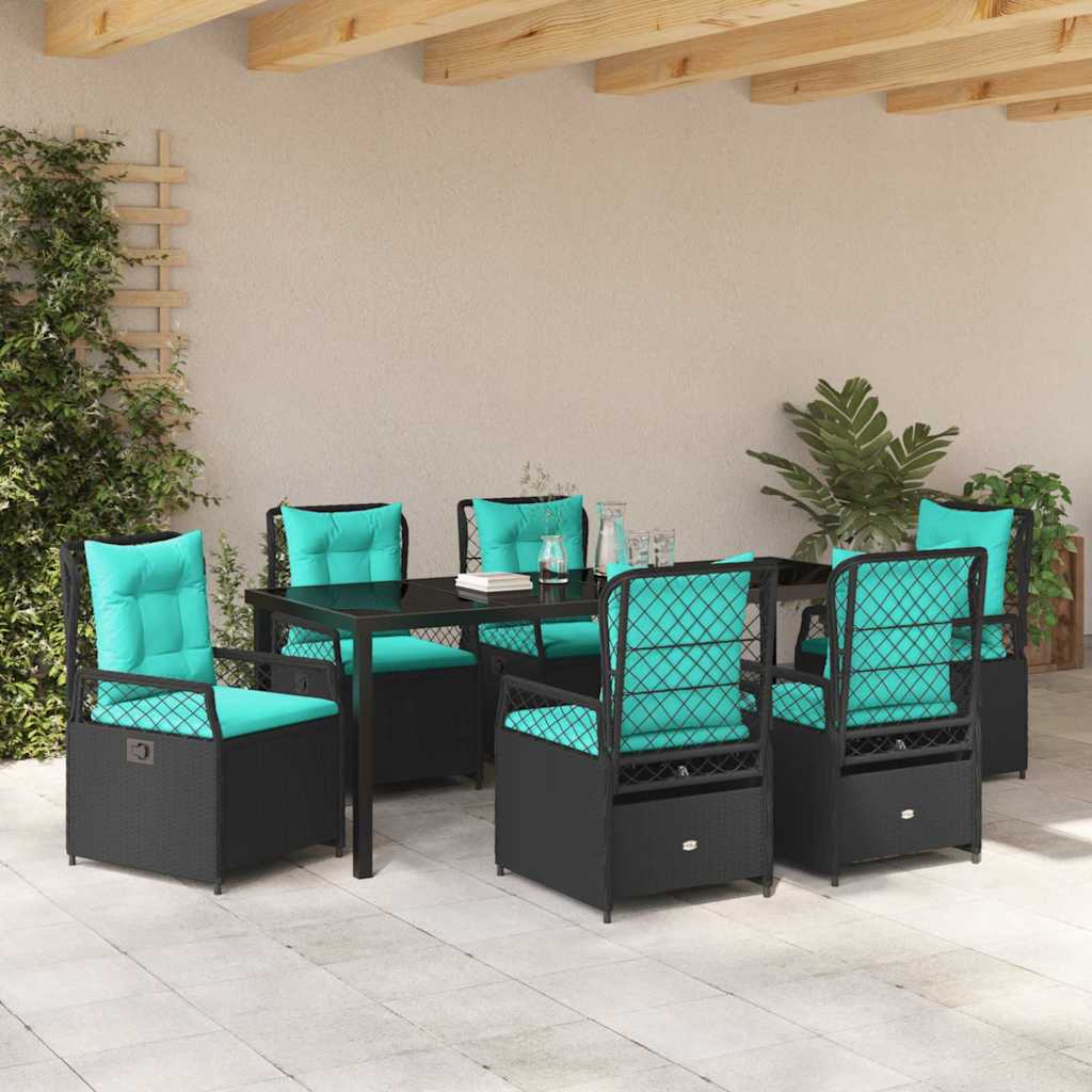 Have Spisebordssæt 7 pcs Sort polyrattan