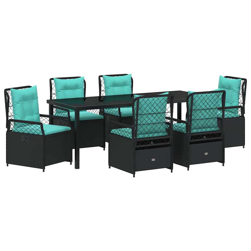Have Spisebordssæt 7 pcs Sort polyrattan