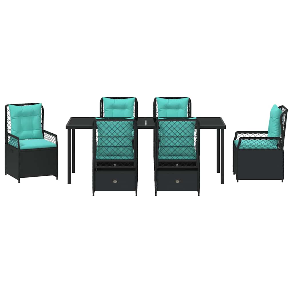 Have Spisebordssæt 7 pcs Sort polyrattan