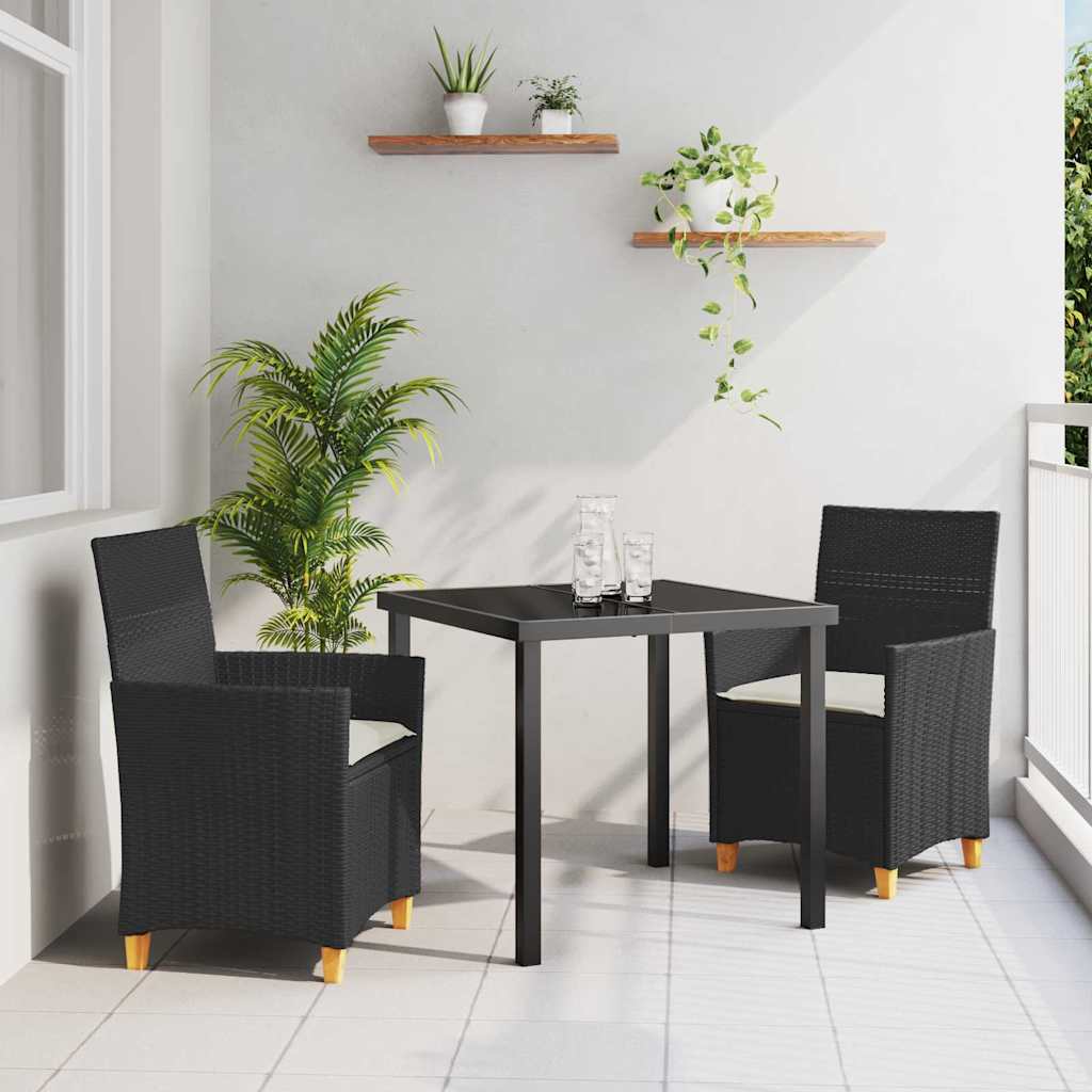 Have Spisebordssæt 3 pcs Sort polyrattan