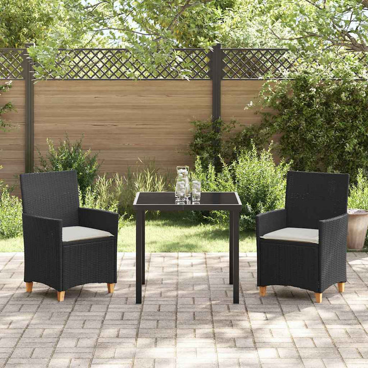 Have Spisebordssæt 3 pcs Sort polyrattan
