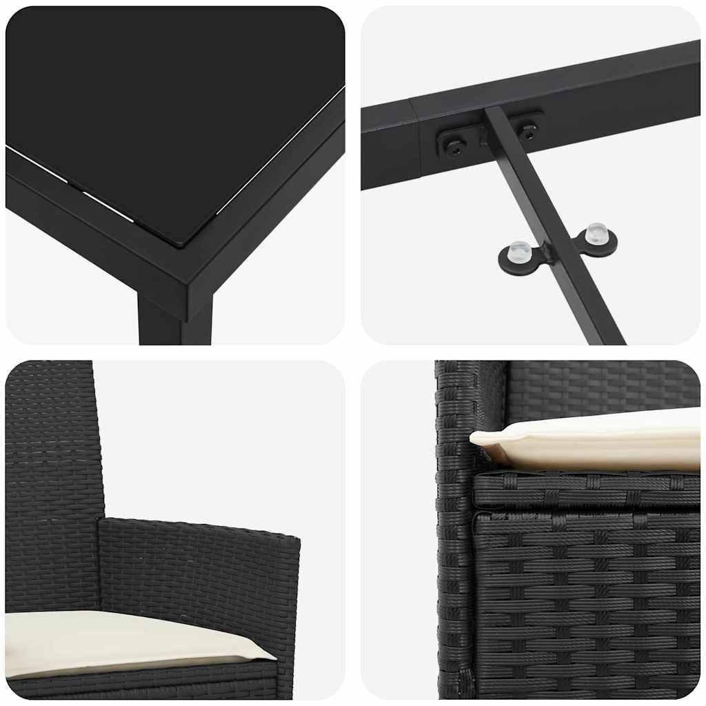 Have Spisebordssæt 5 pcs Sort polyrattan