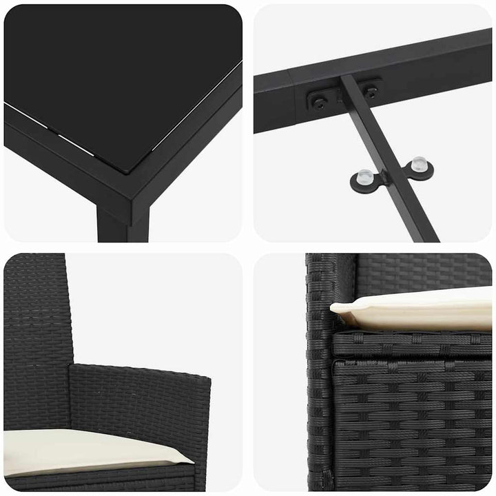 Have Spisebordssæt 5 pcs Sort polyrattan