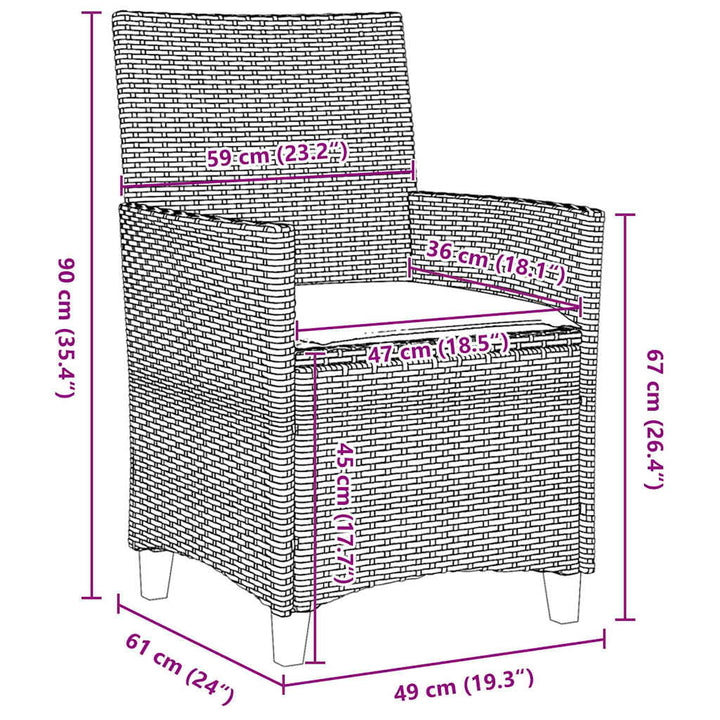 Have Spisebordssæt 7 pcs Sort polyrattan