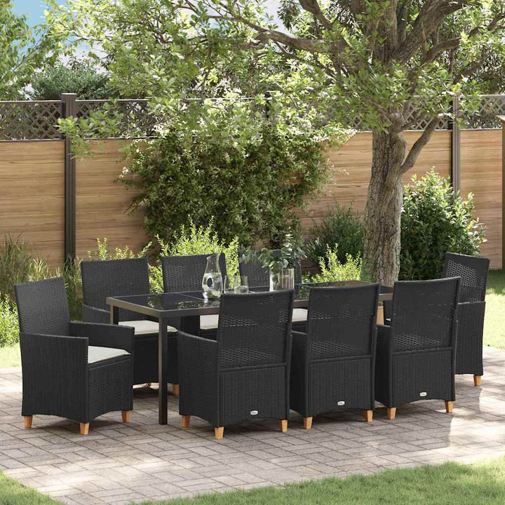 Have Spisebordssæt 9 pcs Sort polyrattan