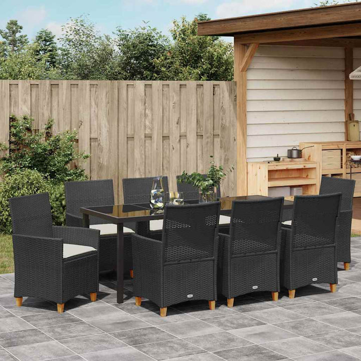 Have Spisebordssæt 9 pcs Sort polyrattan