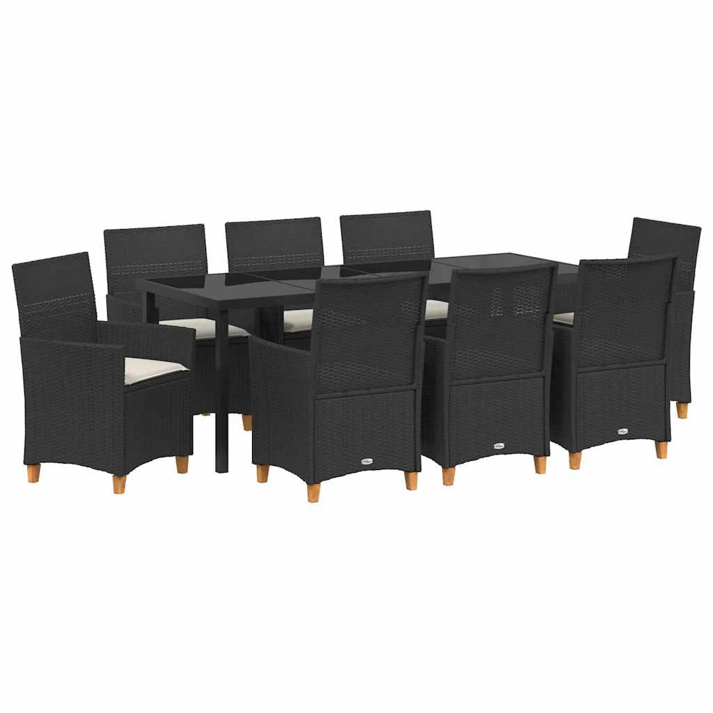 Have Spisebordssæt 9 pcs Sort polyrattan