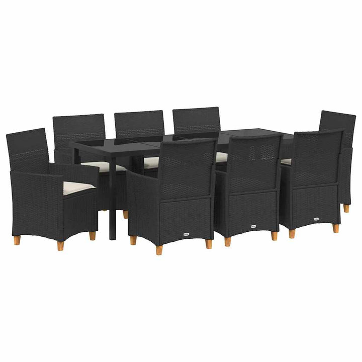 Have Spisebordssæt 9 pcs Sort polyrattan