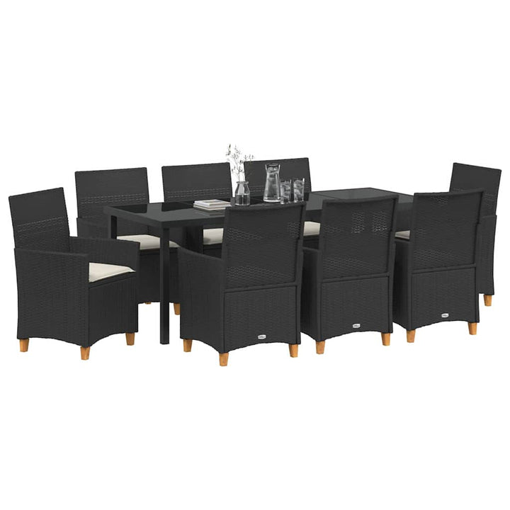 Have Spisebordssæt 9 pcs Sort polyrattan