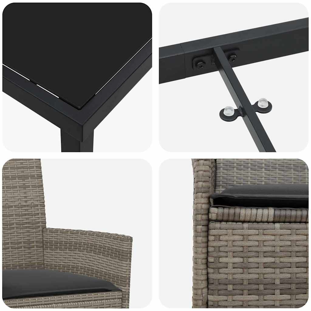 Have Spisebordssæt 5 pcs Grå polyrattan