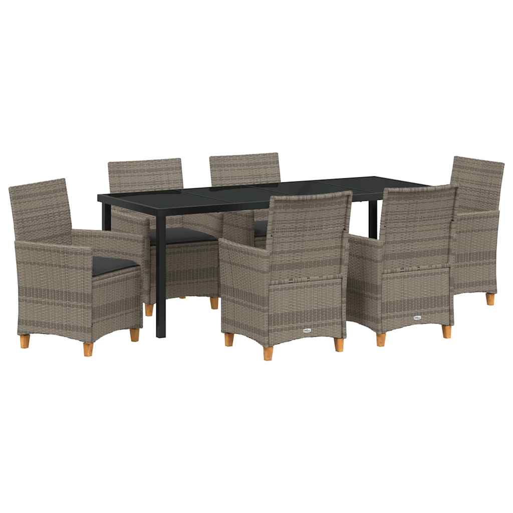 Have Spisebordssæt 7 pcs Grå polyrattan
