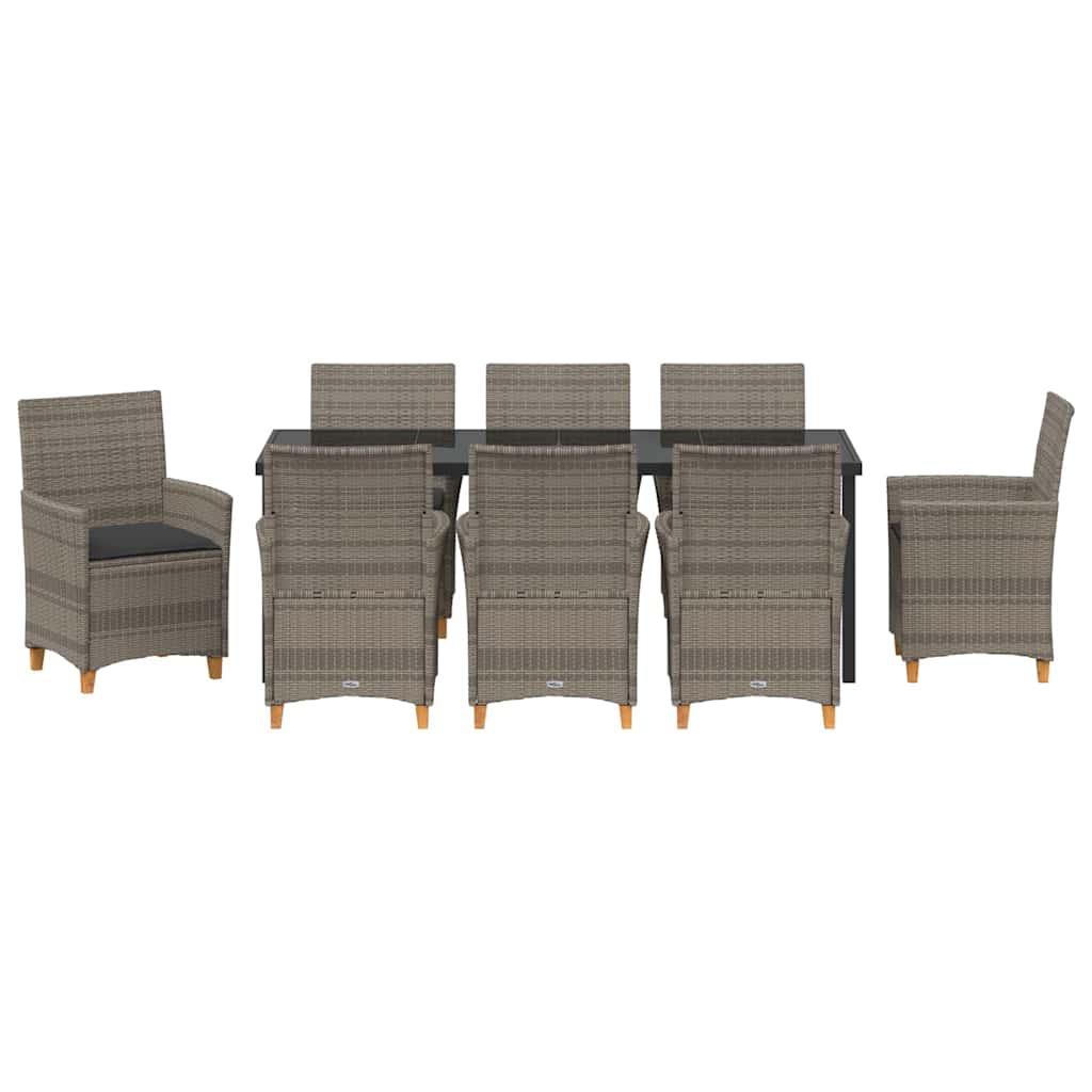 Have Spisebordssæt 9 pcs Grå polyrattan