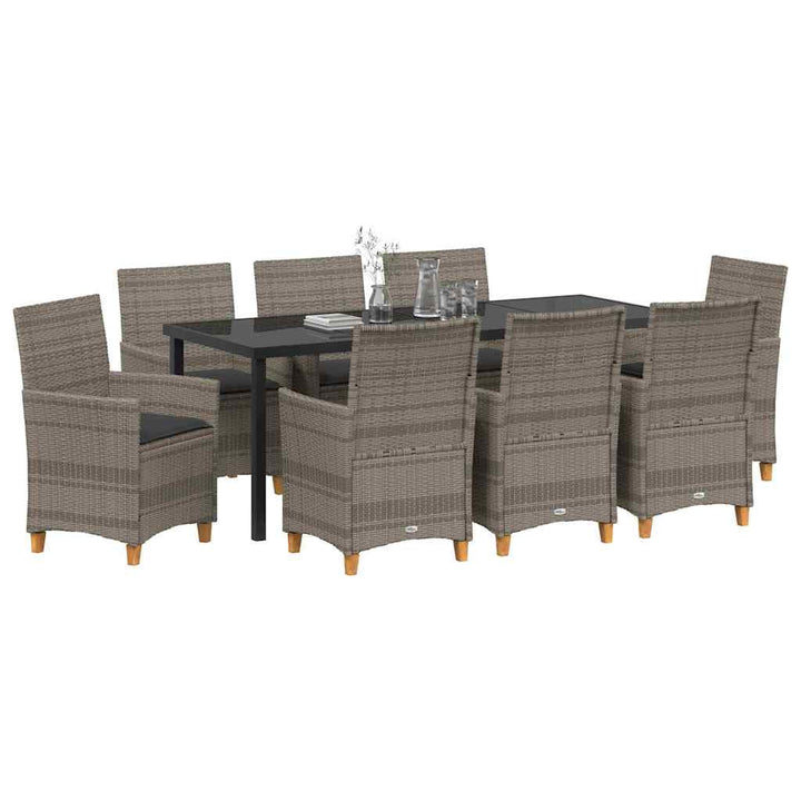 Have Spisebordssæt 9 pcs Grå polyrattan