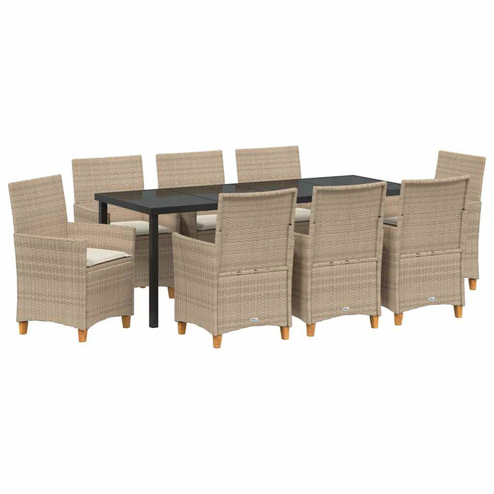 Have Spisebordssæt 9 pcs Beige polyrattan