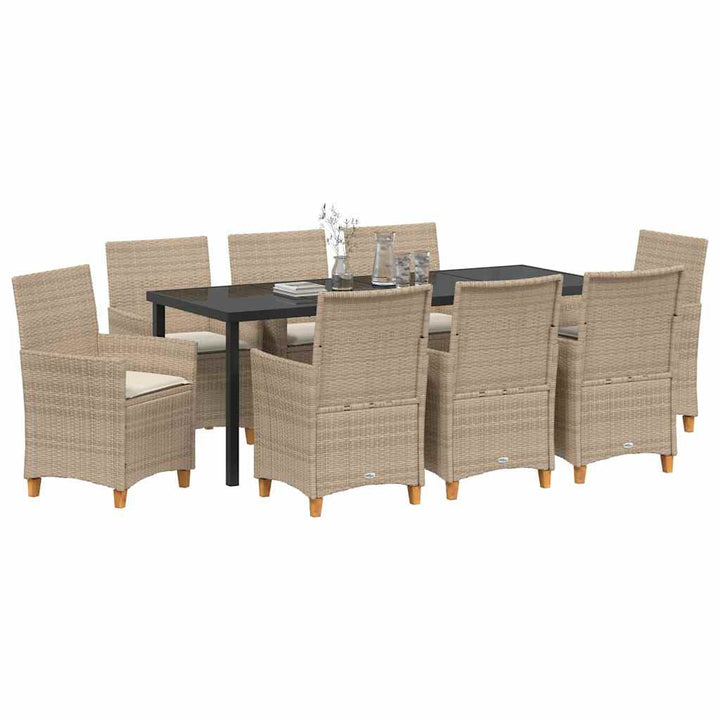 Have Spisebordssæt 9 pcs Beige polyrattan