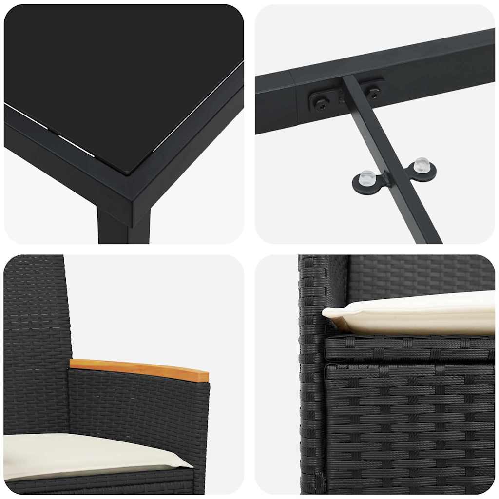 Have Spisebordssæt 5 pcs Sort polyrattan