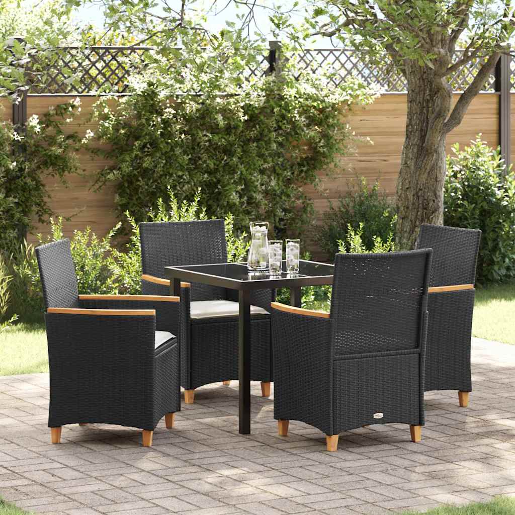 Have Spisebordssæt 5 pcs Sort polyrattan
