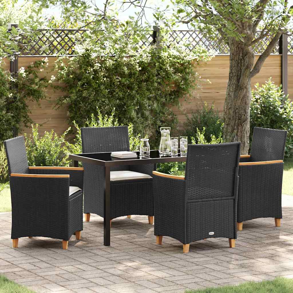 Have Spisebordssæt 5 pcs Sort polyrattan