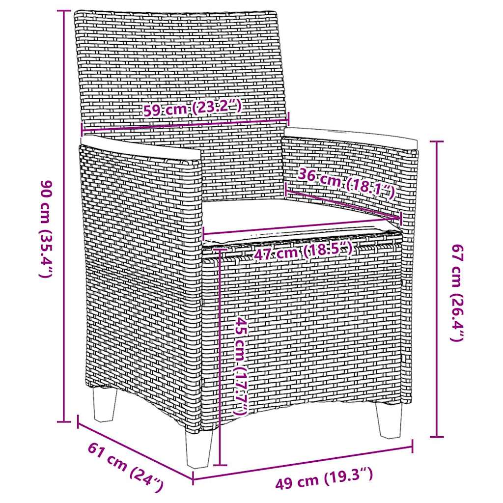 Have Spisebordssæt 5 pcs Sort polyrattan