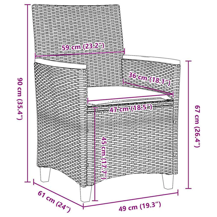 Have Spisebordssæt 5 pcs Sort polyrattan