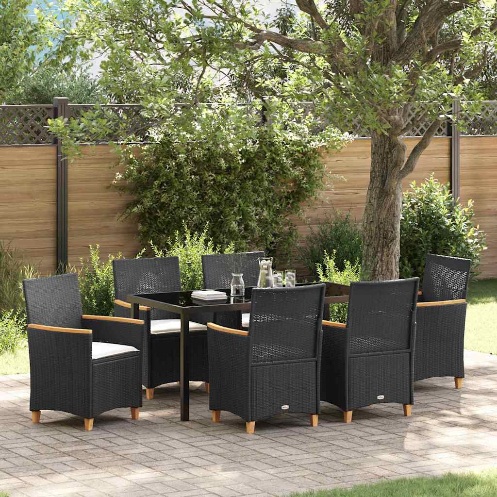 Have Spisebordssæt 7 pcs Sort polyrattan