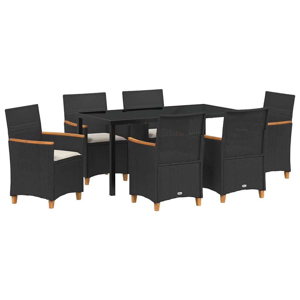 Have Spisebordssæt 7 pcs Sort polyrattan