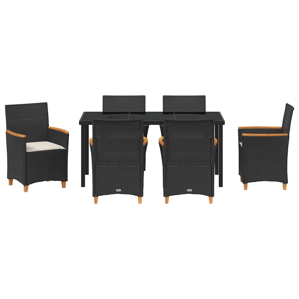Have Spisebordssæt 7 pcs Sort polyrattan