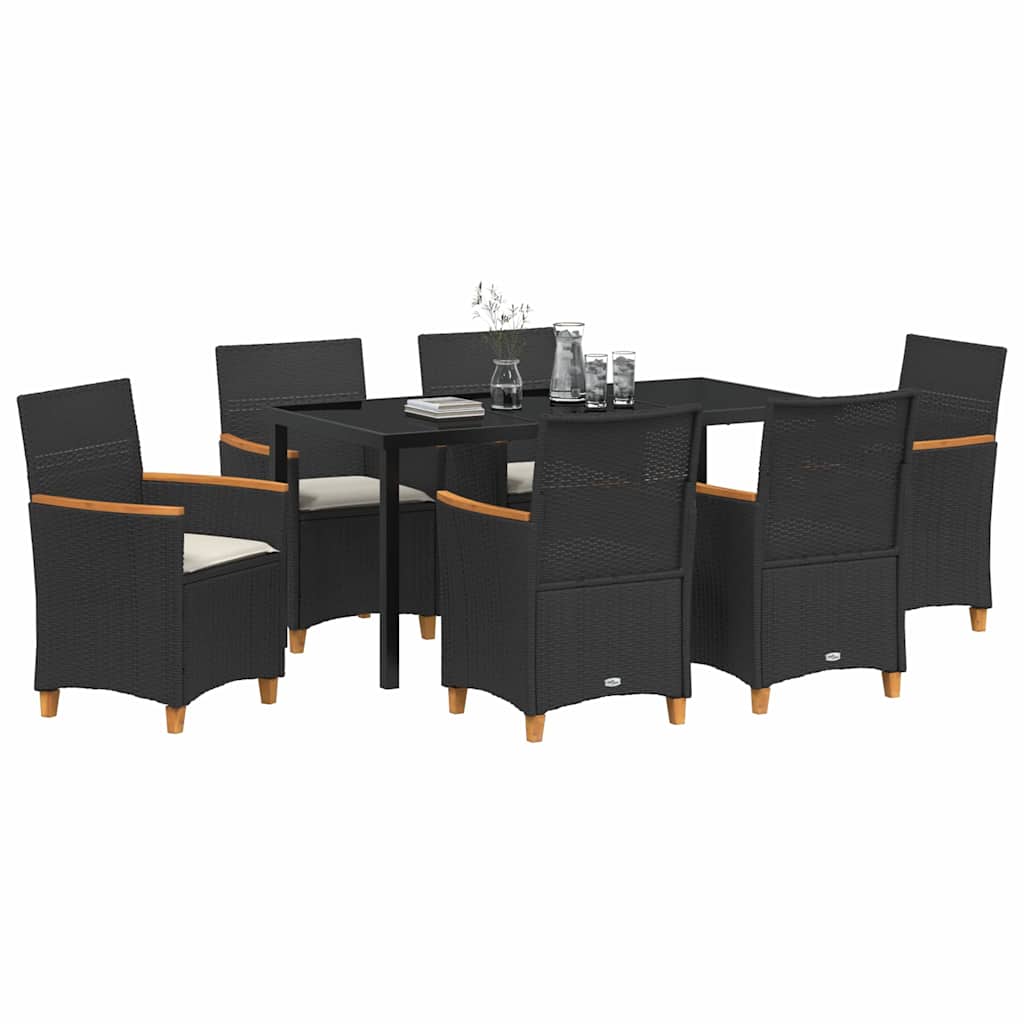 Have Spisebordssæt 7 pcs Sort polyrattan