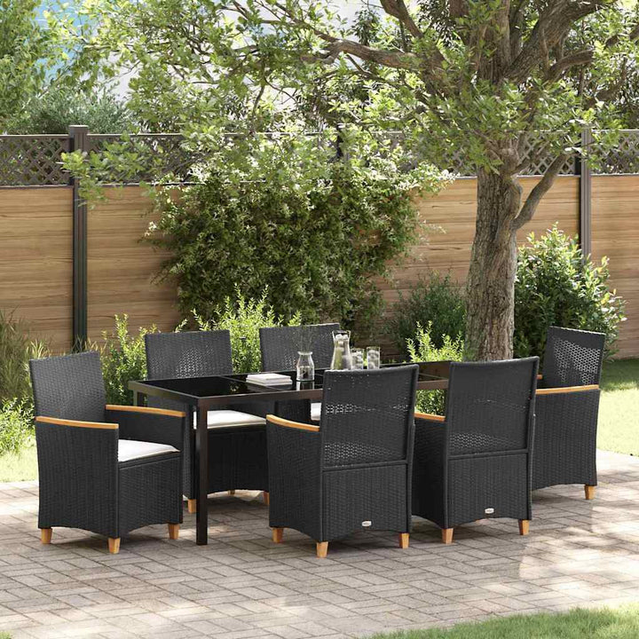 Have Spisebordssæt 7 pcs Sort polyrattan