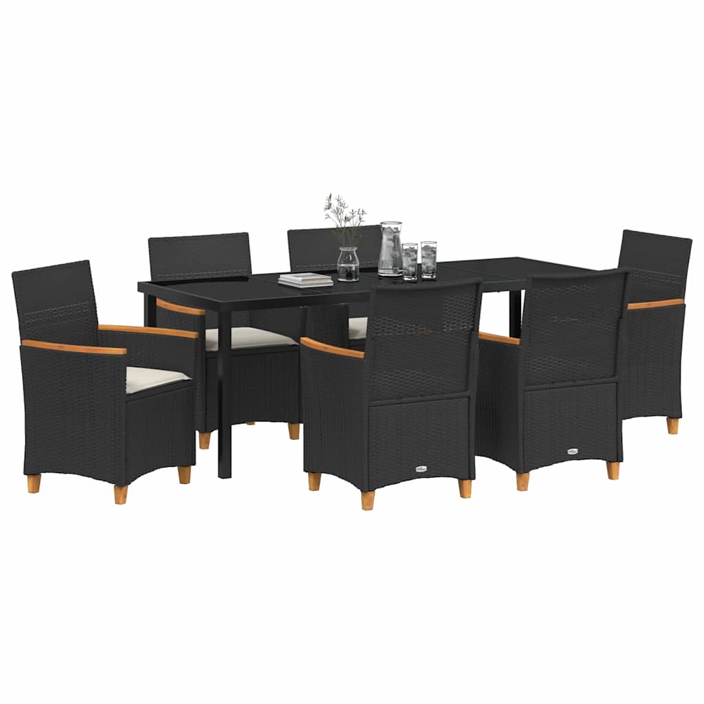 Have Spisebordssæt 7 pcs Sort polyrattan